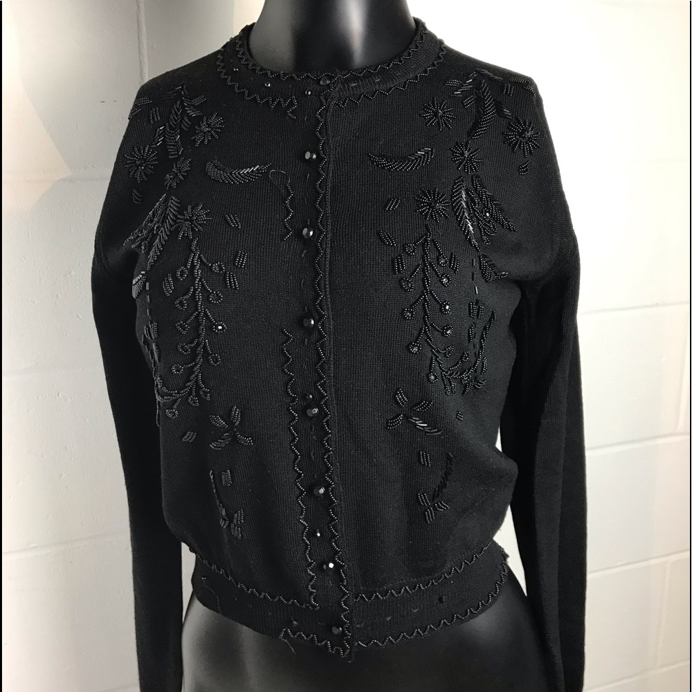 The Limited Black Bead Cardigan Sweater Small - Picture 3 of 8